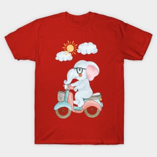 Baby Elephant Motorcycle T-Shirt